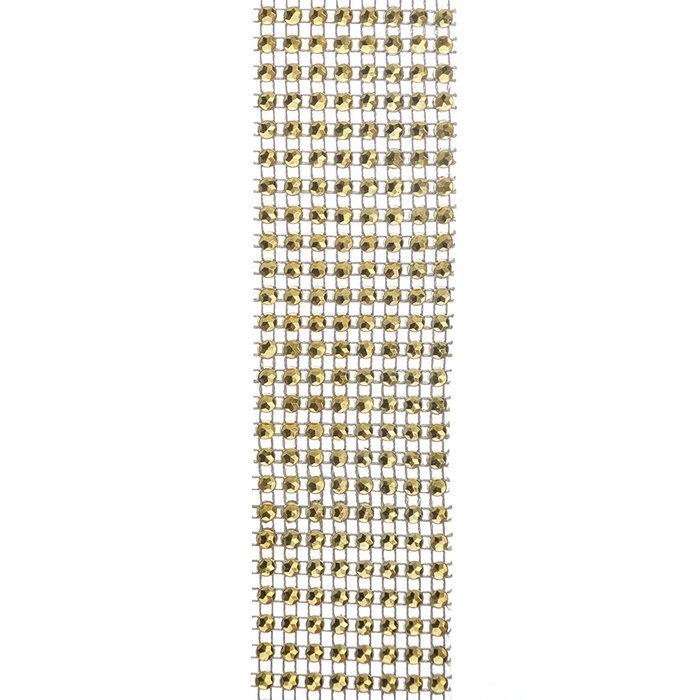 Aspire Gold Diamond Rhinestone Ribbon Wrap Roll, Cake And Party Decoration 8 Rows 1.5" X 10 Yards N2