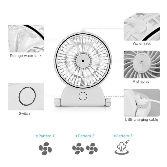 Table Humidifier Fans TIanNorth&reg; Portable Desktop Handheld Fans Rechargeable Cooling Misting Fan Personal Cooling... N8