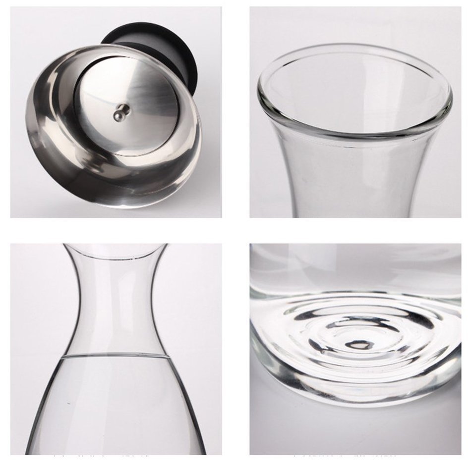 Artcome 50 Oz Heat Resistant Borosilicate Water Carafe Glass Pitcher with Stainless Steel Flow Lid