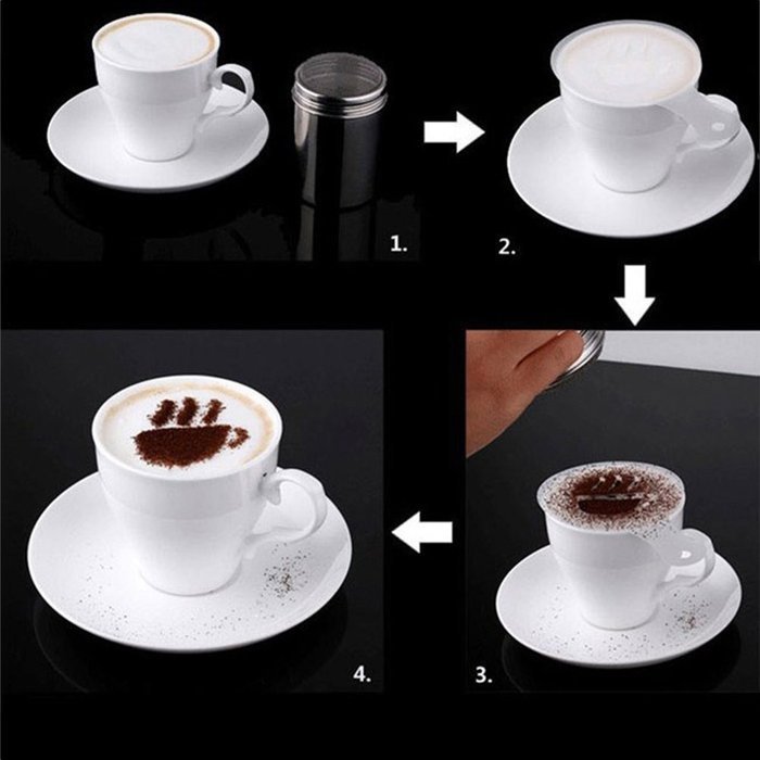 Kelier 16pcs Creative Nice Coffee Barista Stencils Strew Pad Duster Spray Art