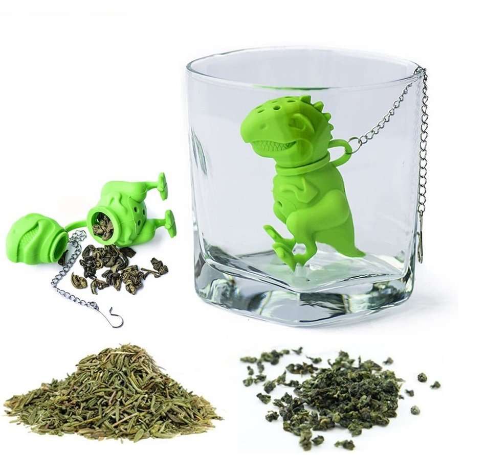 New Arrival Cute Silicone Dinosaur Infuser Loose Tea Leaf Strainer Herbal Spice Filter Diffuser Holder Tea Coffee...