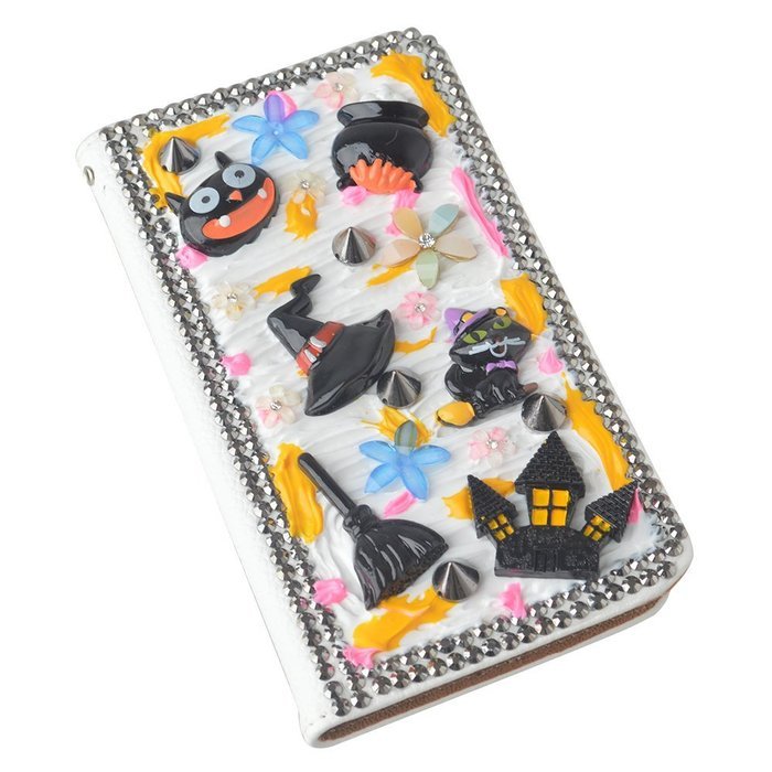 For ZTE ZMAX Z970 Hallowmas Theme Phone Case,Yaheeda 3D Handmade Stones Pumpkin Flower Skull Design PU Leather... N17