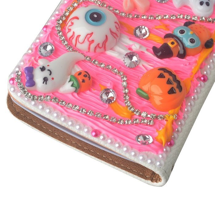 For ZTE ZMAX Z970 Hallowmas Theme Phone Case,Yaheeda 3D Handmade Stones Pumpkin Flower Skull Design PU Leather... N19