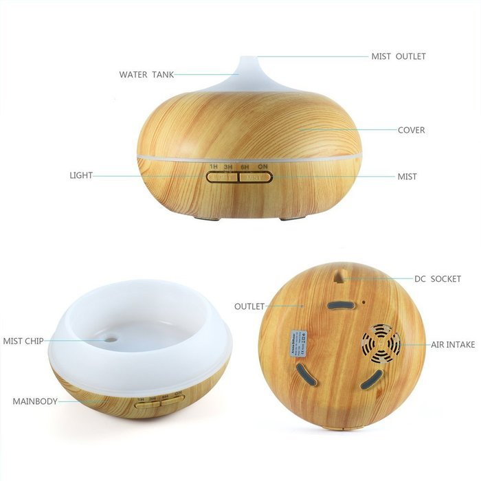 Ultrasonic Cool Mist Humidifier,300ml Arom Oil Diffuser with 7 Colors LED, Waterless Auto Shut-off for Baby Study... N5