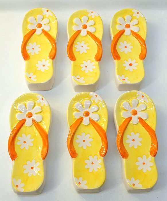 AD Trend "Italian Style" 28379 Radiators Humidifier, Ceramic, Yellow Slipper Shape (Pack of 6)