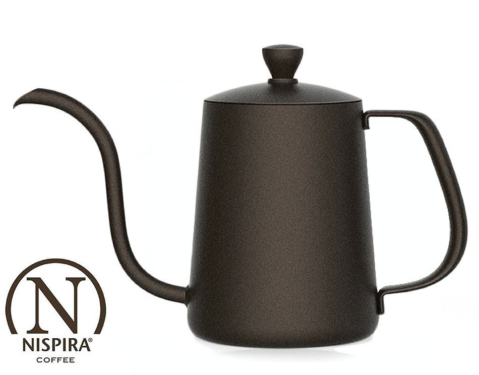 Pour Over Drip Coffee Tea Pot Kettle in Teflon Stainless Steel Gooseneck Narrow Spout, 600 ml