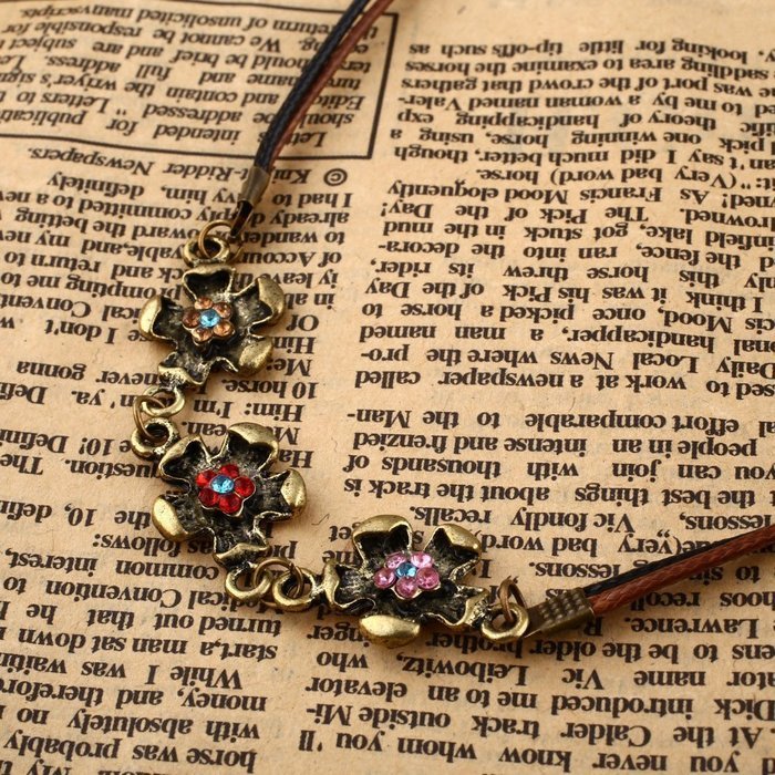 Vintage Jewelry Women Color Crystal Flower Double Chain Necklace Boho N2