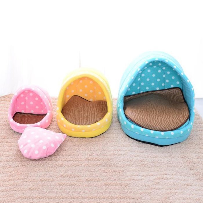 KAKA(TM) Pets Cute Warm Bed Dogs Sleeping House Pink Color Rose Dots M N11