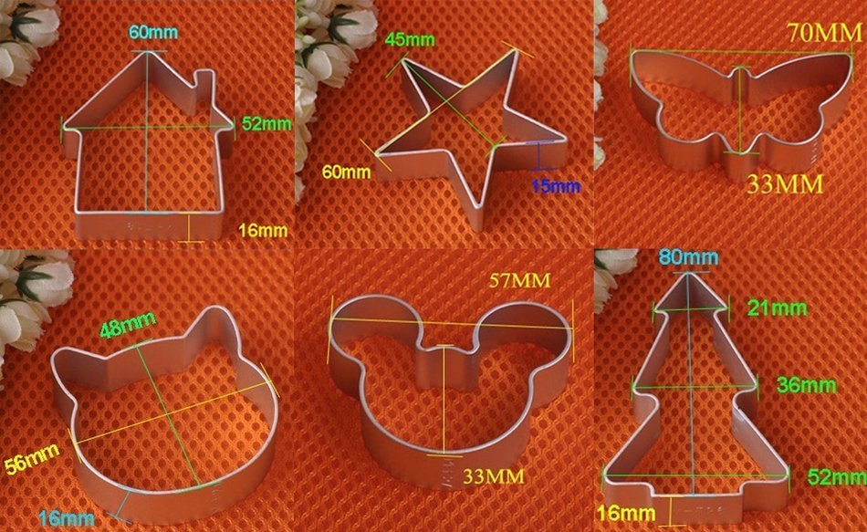 Coolrunner DIY Aluminium Fondant Cake Cookie Cutter Sugarcraft Biscuit Decorating Pastry Mold 8 Pcs for Birthday...
