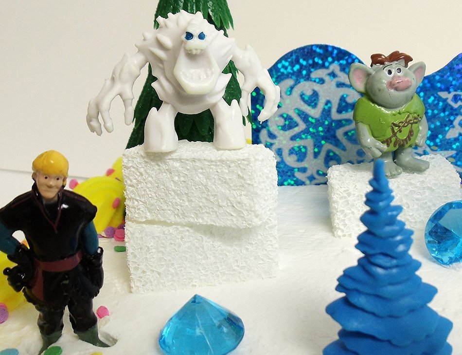 Frozen 23-Piece Elsa and Anna Birthday Cake Topper Set, Contrasting Spring Arendelle with Frozen Arendelle N2