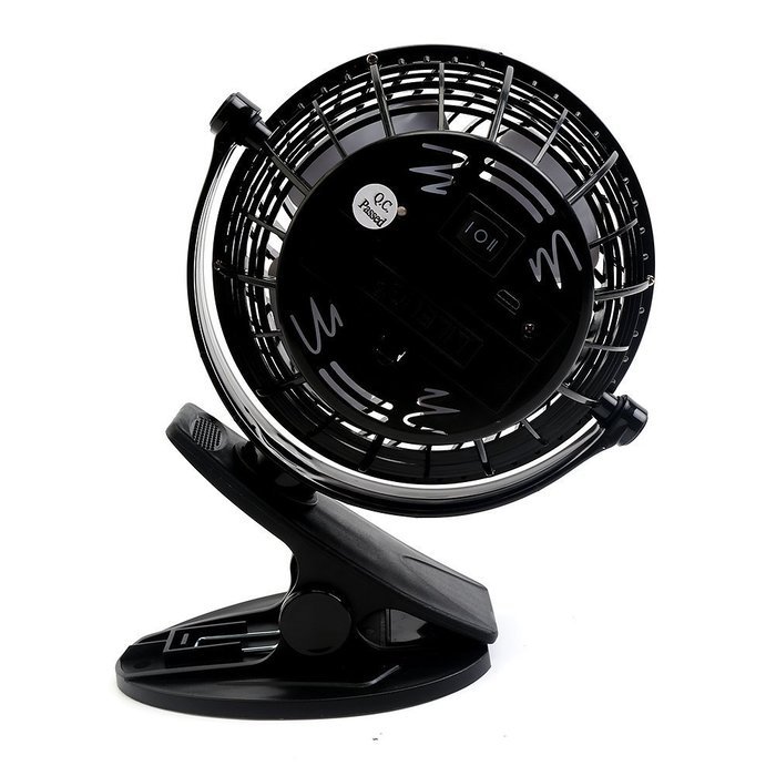Honeyall Ajustable Clip On USB Fan Quiteness,Rechargeable Battery/USB Powered on(Black) N4