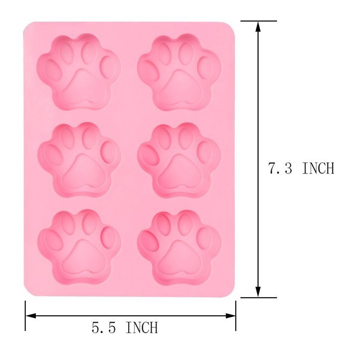 LAVAVIDA 6 Cavity Bear Paw Pan, Silicone Chocolate Jelly Candy Mold, Reusable & Non-stick Footprint Cookie Pan