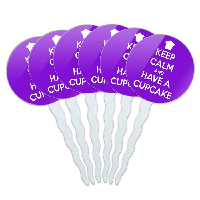 Set of 6 Cupcake Picks Toppers Decoration Keep Calm and A-H - Fish On Bass Fishing - Keep Calm and N7