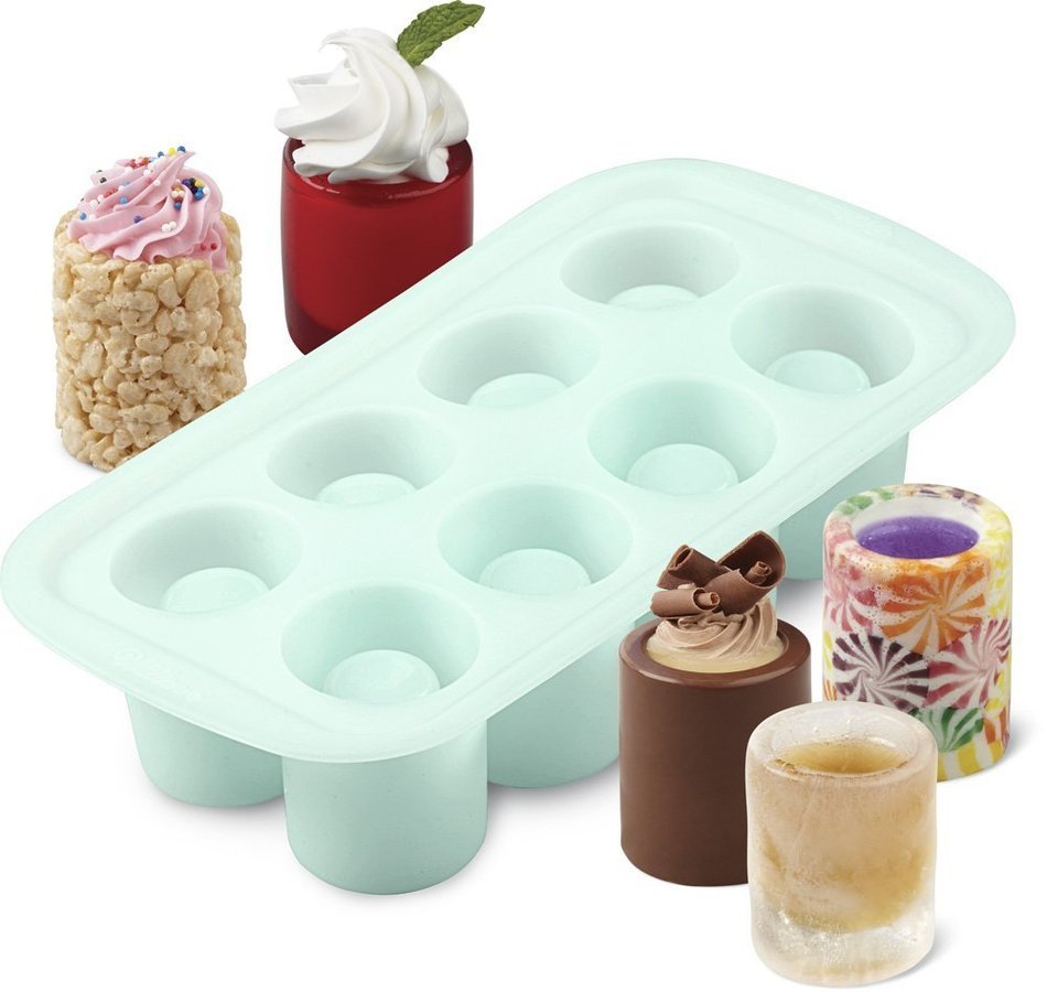 Wilton 570-0118 8 Cavity Round Silicone Shot Mold, Green N3