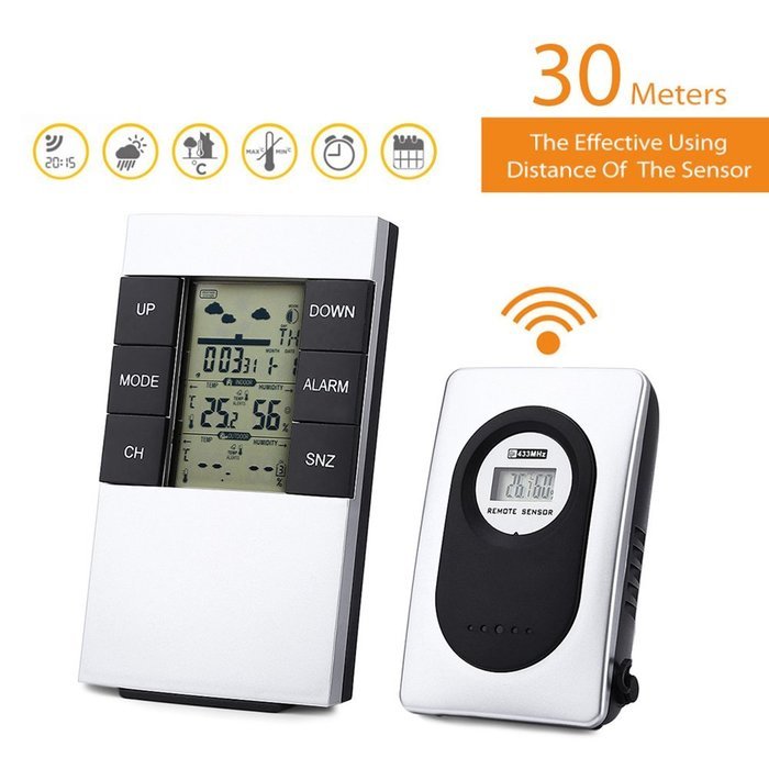 Magicook TS - H146 433MHz Weather Forecast Alarm Clock Wireless Weather Station Indoor Outdoor Thermometer Humidity N9