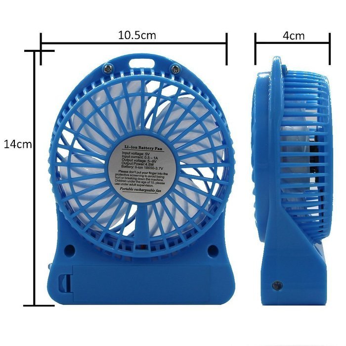 Eurus Home Portable18650 lithium-ion Rechargeable Fan with High Quality Mini USB Fan 4-inch Vanes 3 Speeds With... N23
