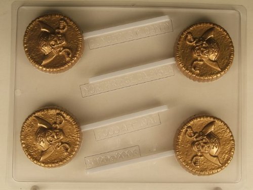 Pirate coin with skull and daggers H120 Halloween Chocolate Candy Mold