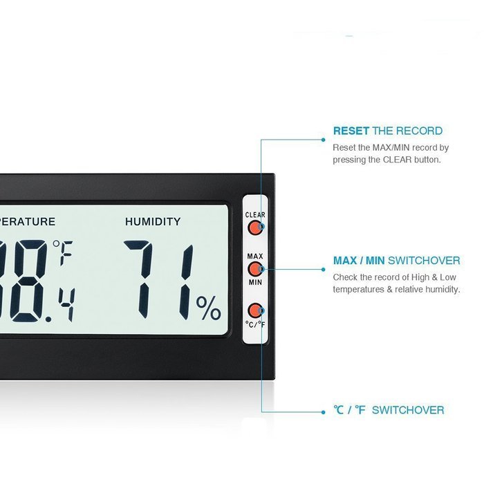 Hense Digital Indoor LCE C/F Temperature Thermometer Hygrometer Max Min Memory Celsius Fahenheit TM Humidity Monior... N3