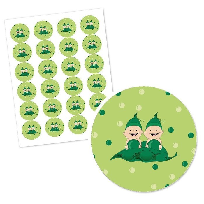 Twins Two Peas In A Pod - Cupcake Wrapper & Pick Party Kit - Set of 24