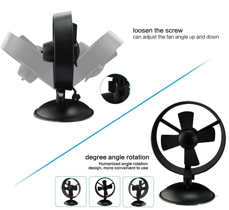 Welltop Flexible USB Desk Mini Fan With Sucker EVA Blades Electric Personal Fans Automobile Cooling Fan Folding... N5