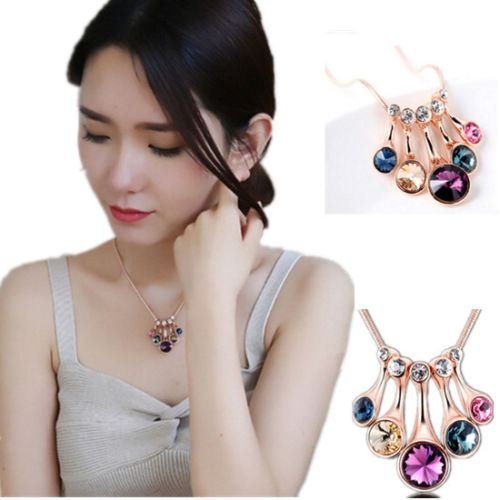 New Statement Choker Women Bib Fashion Chunky Chain Necklace Crystal Flower N3