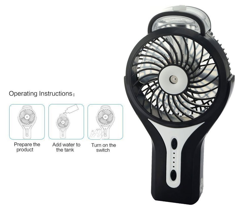 ETONG Portable Handheld USB Misting Fan Personal Cooling Mist Humidifier Rechargeable Mini Water Spray Cooling... N24