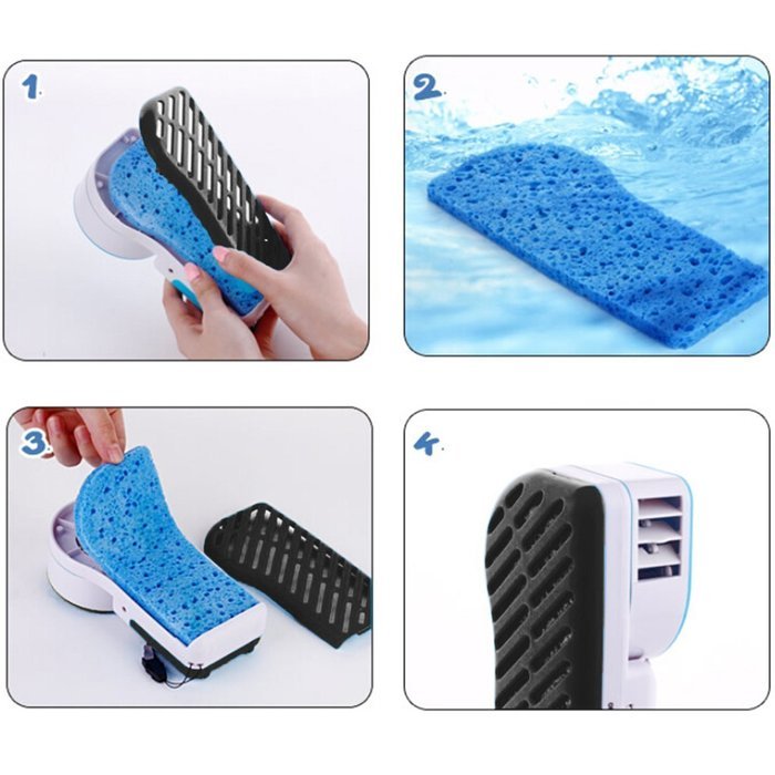 WoneNice Portable Small Fan & Mini-air Conditioner, Runs On Batteries Or USB-Blue N10
