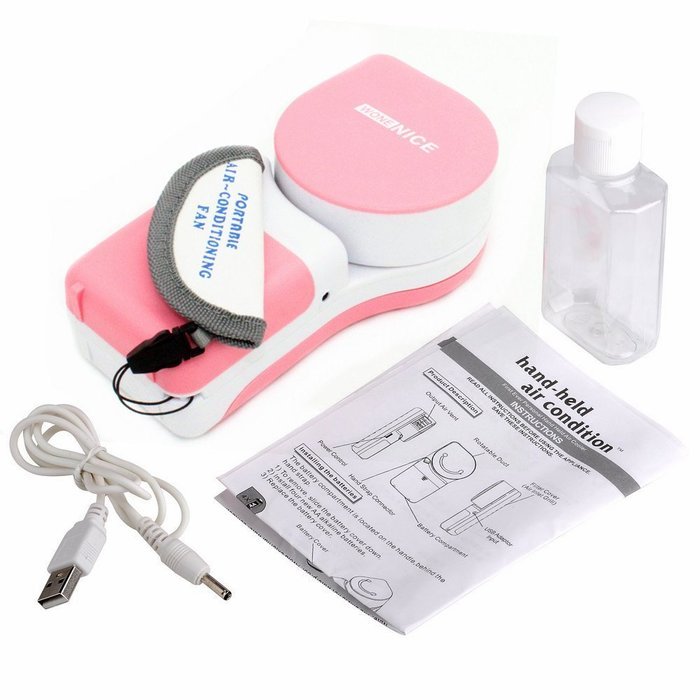 WoneNice Portable Small Fan & Mini-air Conditioner, Runs On Batteries Or USB-Blue N13