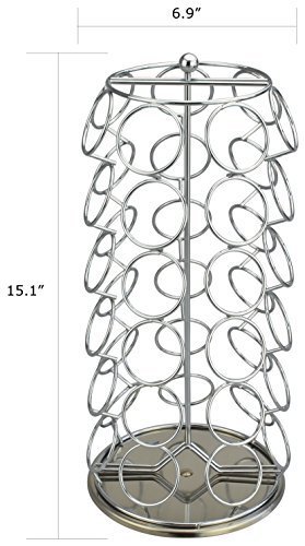 Surpahs ZEKH-200 42 Pod Capacity K-Cup Coffee Pod Storage Carousel Holder Spin Rack, Chrome/Silver