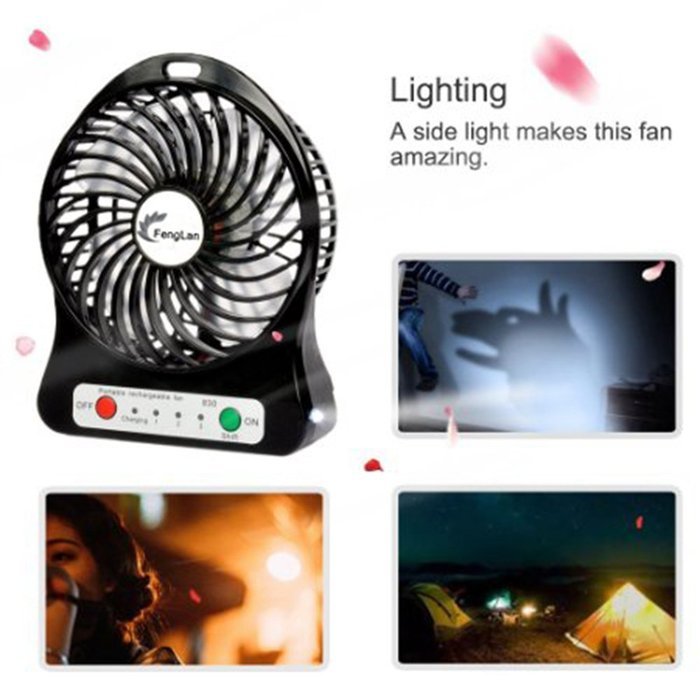 FengLan USB Portable Fan 3 Speeds Rechargeable Mini USB Fan Portable Output Electric Desk Cooling Fan for Travel... N29