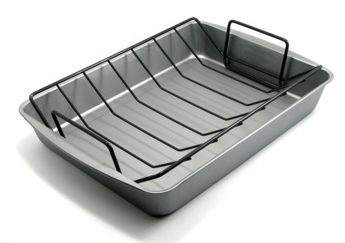 OvenStuff Non-Stick 17.2 Inch x 12.7 Inch x 2.7 Inch Large Roasting Pan with Rack
