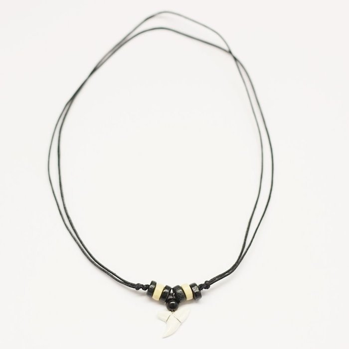 Real Shark Tooth Teeth Pendant Charm Necklace with Black Cord N2