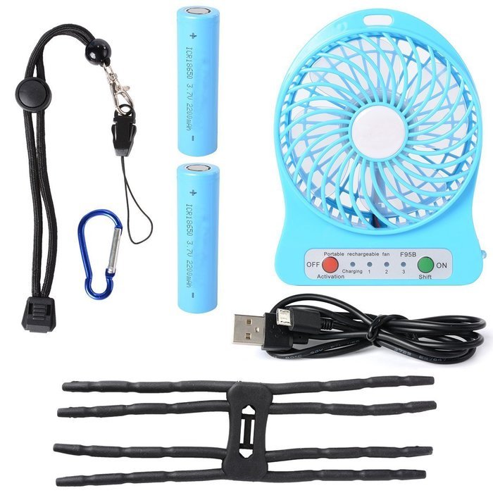Xcellent Global 4 Inch Vanes Portable Fan USB Handheld Rechargeable Battery Powered Desktop Fan with 3-level Speed... N8