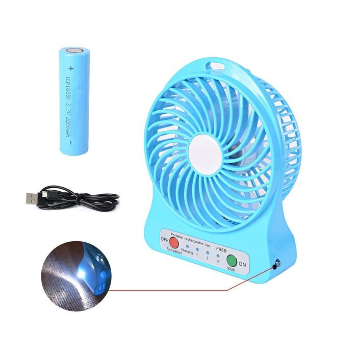 Xcellent Global 4 Inch Vanes Portable Fan USB Handheld Rechargeable Battery Powered Desktop Fan with 3-level Speed... N9