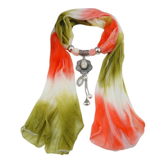 AutumnFall Women Girl Pendant Scarf With Tassel Rhinestone Necklace Scarves (U) N39