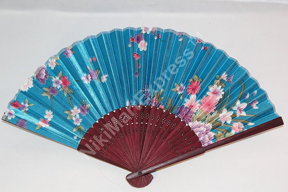 Oriental Lady Dark Brown Bamboo & Silk Hand Folding Fan, Wall Art, Decoration (Hot Pink) N3
