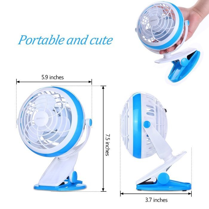 Clip On Desk Fan USB Table Fans (USB OR Battery Powered, Quietness)(Blue) N6