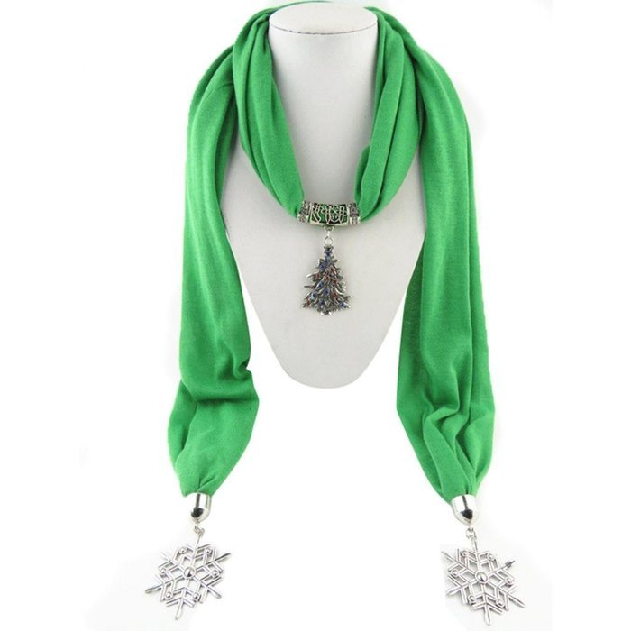 AutumnFall Women Girl Pendant Scarf With Tassel Rhinestone Necklace Scarves (U) N49