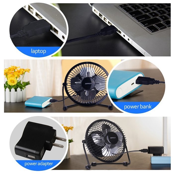 Clip On Desk Fan USB Table Fans (USB OR Battery Powered, Quietness)(Blue) N9