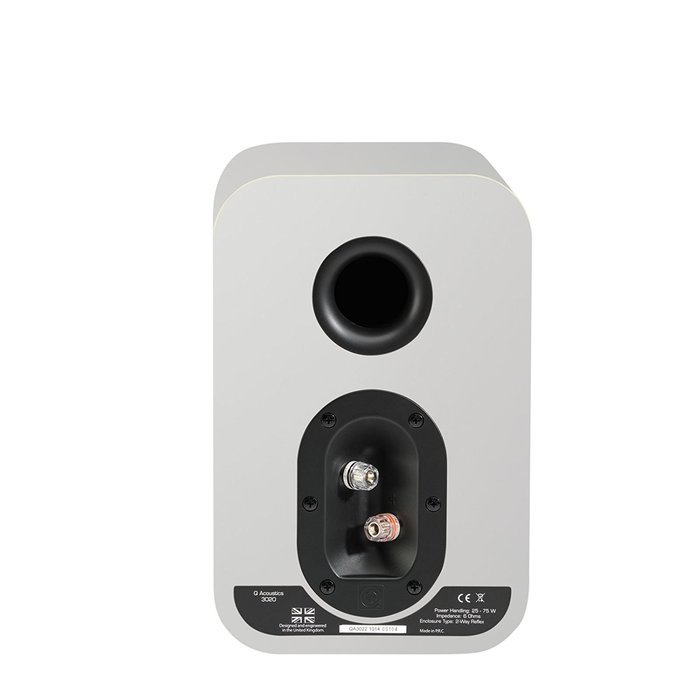 Q Acoustics 3020 Bookshelf Speaker Pair (Gloss White) + QED Silver Anniversary XT Speaker Cable Pair 6.5 Feet... N2
