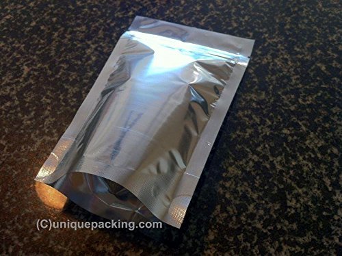 25 Pcs 4x6 Stand Up Zipper Pouches 4 Mil Freezer Bags (N-FSUP-A) 2 to 5 Oz. SILVER-SILVER N2