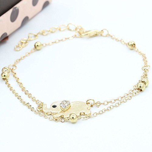 Elegant Women Charm Rhinestone Gold Plated Elephant Chain Bracelet Jewelry Gift