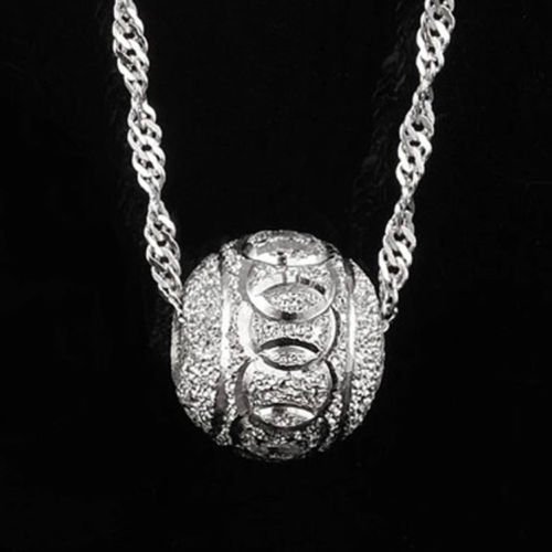 New Silver Plated Good Luck Wish Beads Pendant Chain Necklace Women Jewelry Gift N7