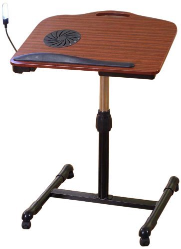 King's Brand 68A Laptop Table Stand with Cooling Fan and USB Port, Cherry/Black