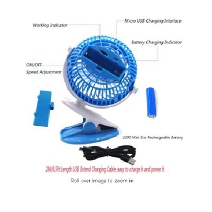 United States store Battery Operated Clip on Fan,Mini Desk Fan Portable Handheld Powered by Rechargeable Battery... N3