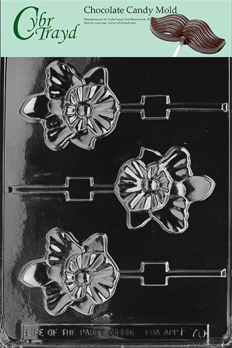 Cybrtrayd F070 Orchid Lolly Chocolate Candy Mold with Exclusive Cybrtrayd Copyrighted Chocolate Molding Instructions