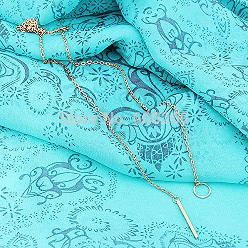SysPod(TM) Chic Y Shaped Gold Plated Bar Circle Lariat Style Necklace 1pc Womens Unique Charming Gold Tone Bar... N6