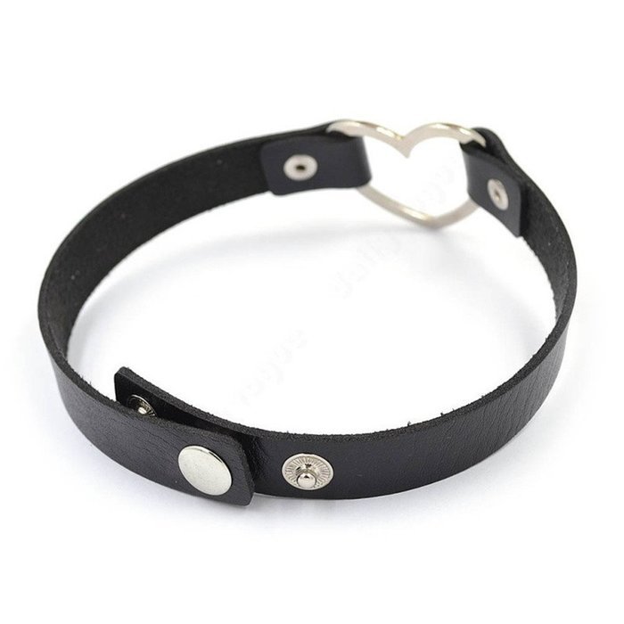 Distinct&reg; Fancy Women's PU Leather Heart Neckband Chain Collar Choker Bib Clavicle Necklace(Black) N2
