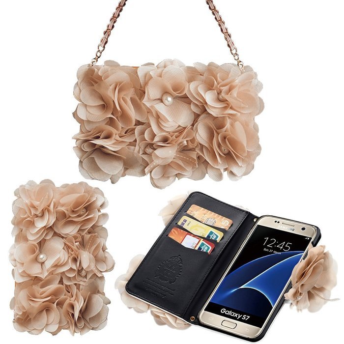 Samsung Galaxy S6 Edge Case,Yaheeda [Card Slot] Magnetic Hybrid Flip Wallet Women Handbag with Shoulder Chain... N5