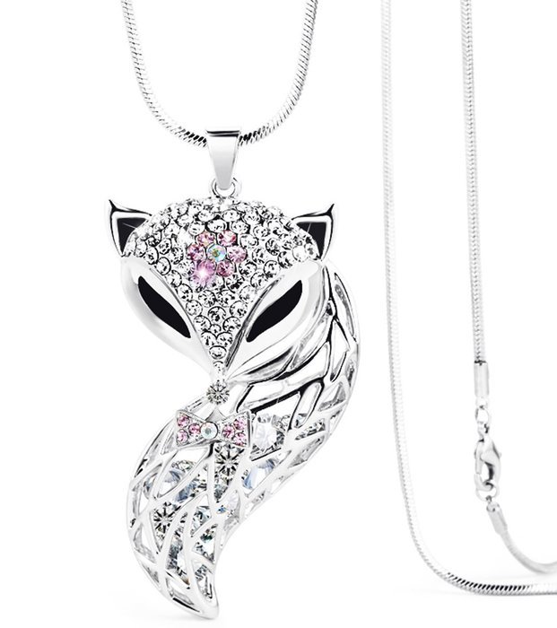 2016 New Style Women Fashion Fox Long Sweater Chain (Platinum) N5